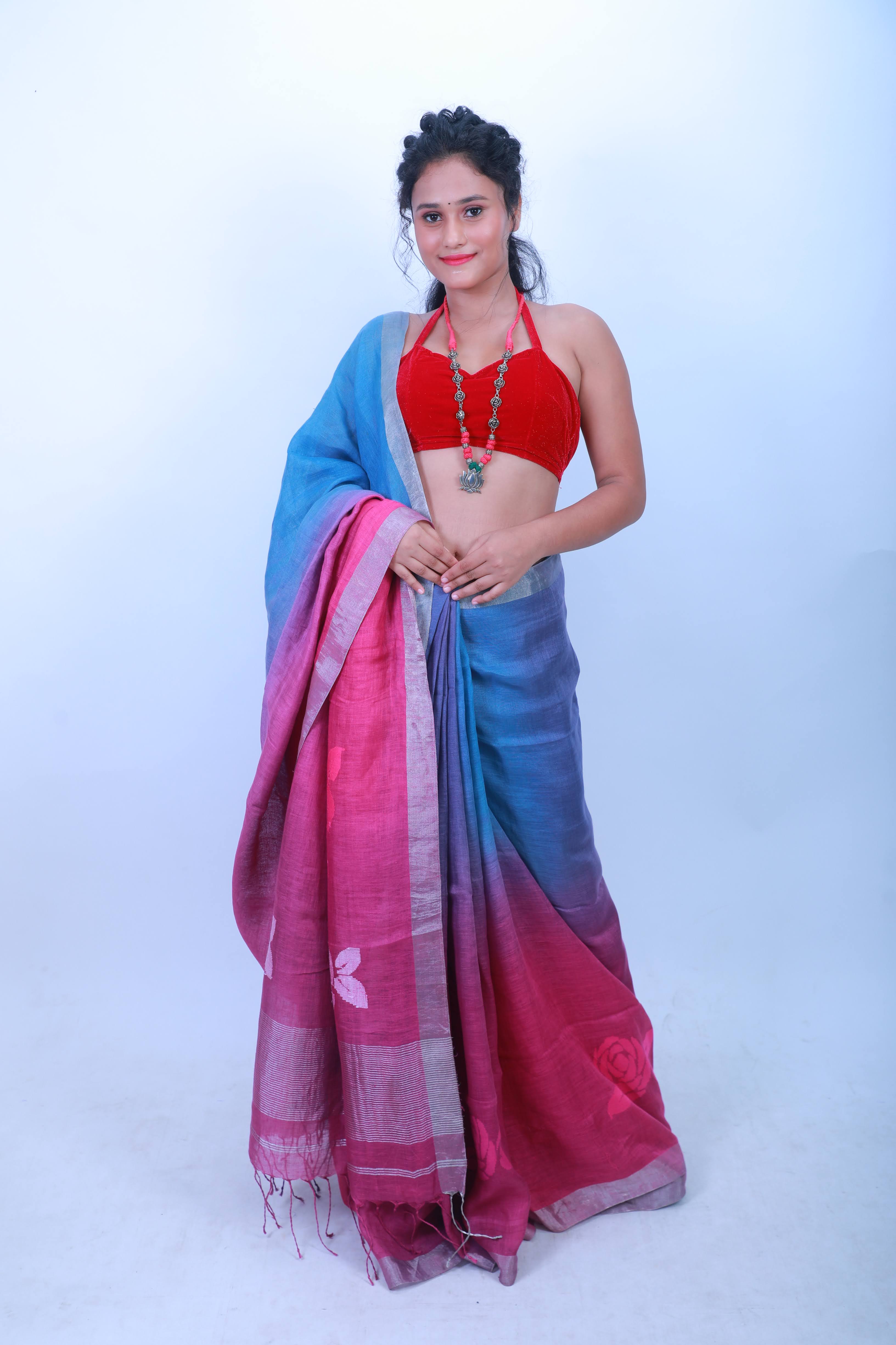 Hand Weaving Linen Saree