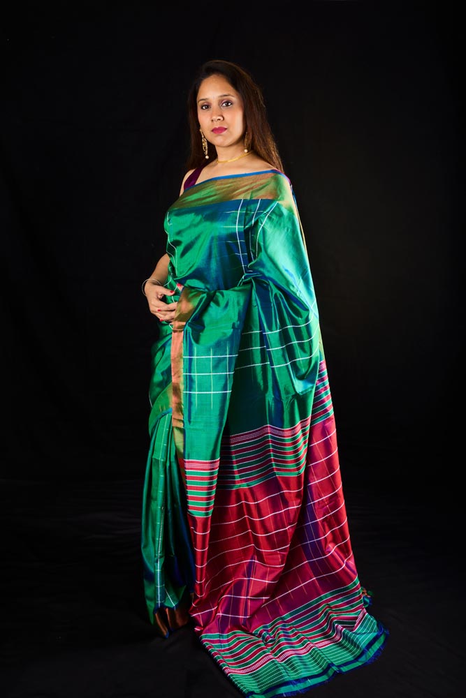 Premium Quality Bengal Katan Silk Saree - Green