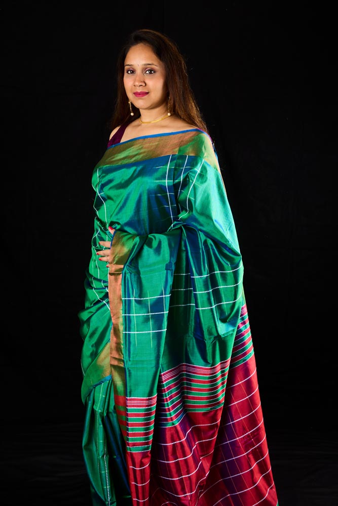 Premium Quality Bengal Katan Silk Saree - Green
