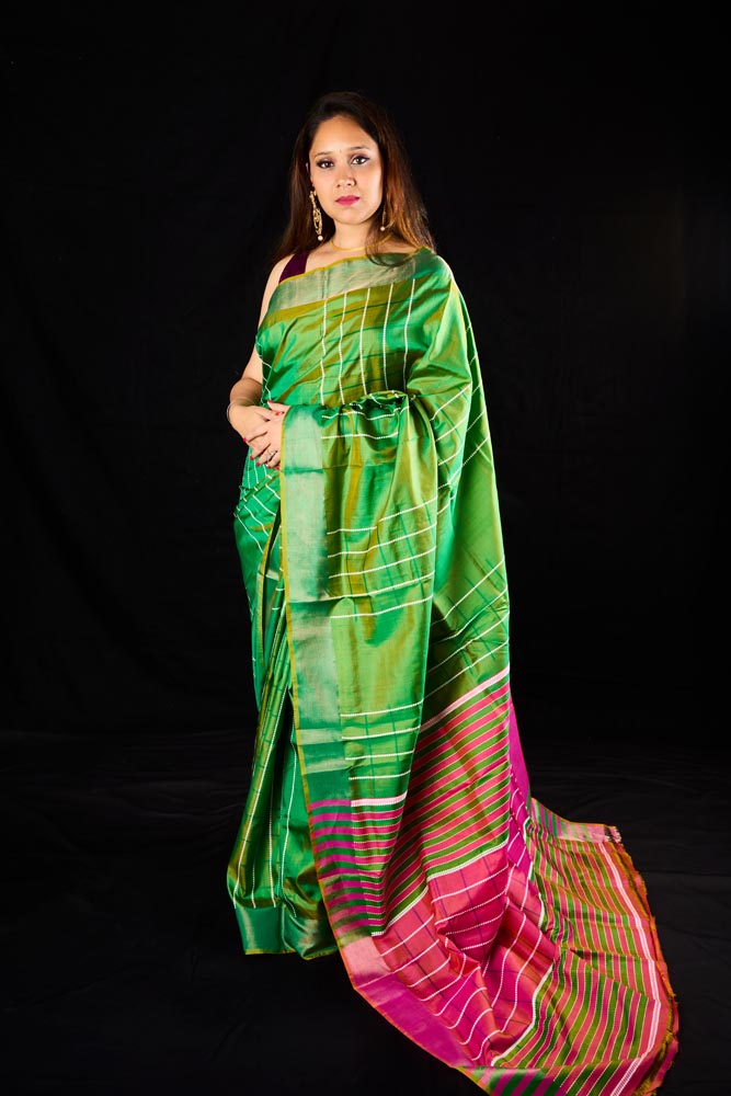 Premium Quality Bengal Katan Silk Saree- Light Green