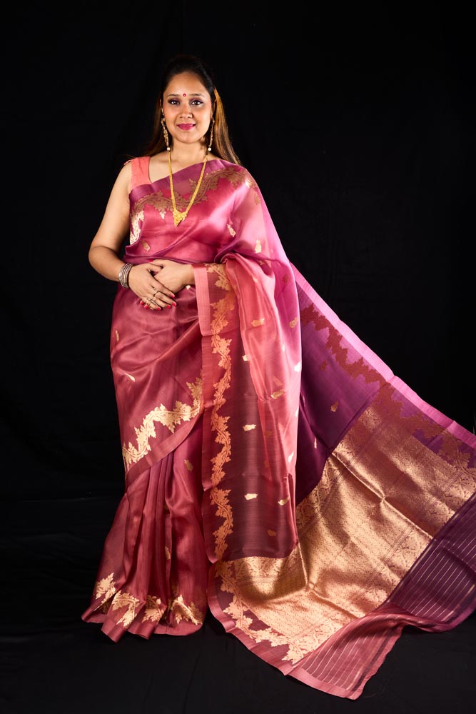Pure Organza Banarasi Saree - Light Pink