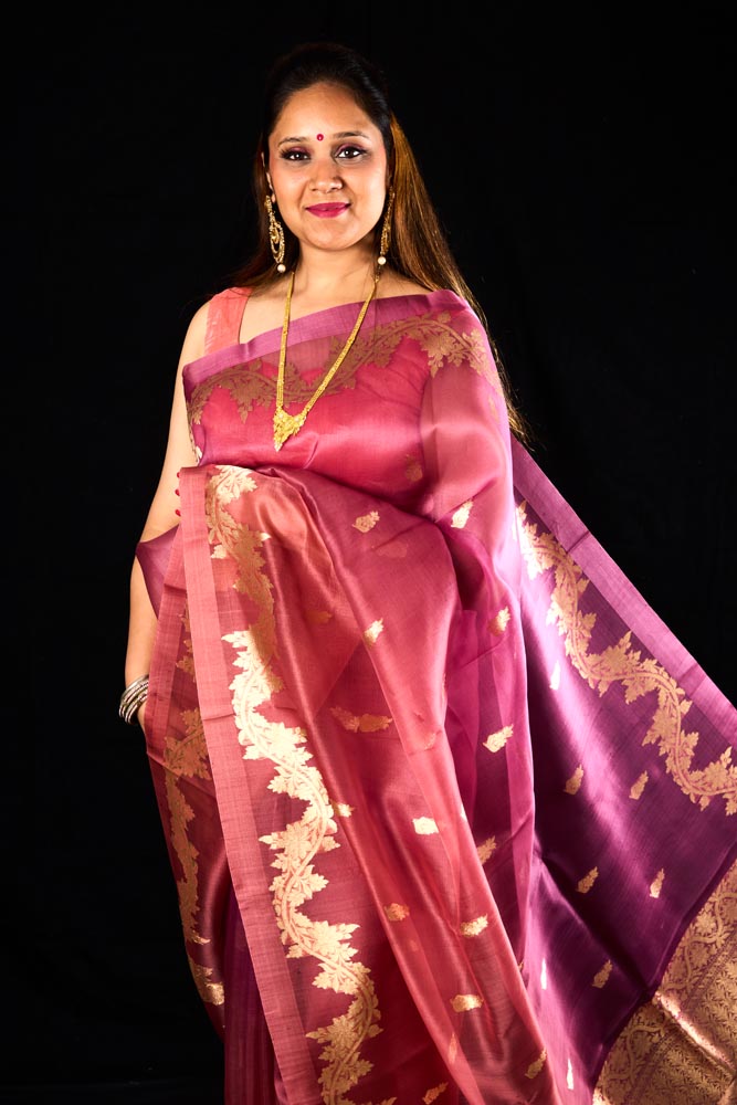 Pure Organza Banarasi Saree - Light Pink