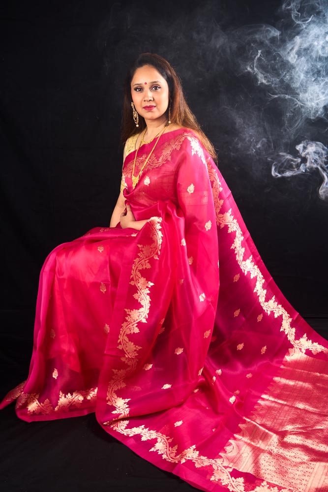 Pure Organza Banarasi Saree - Light Pink