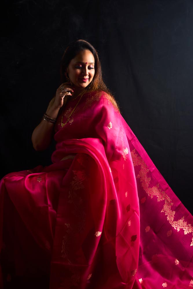 Pure Organza Banarasi Saree - Light Pink