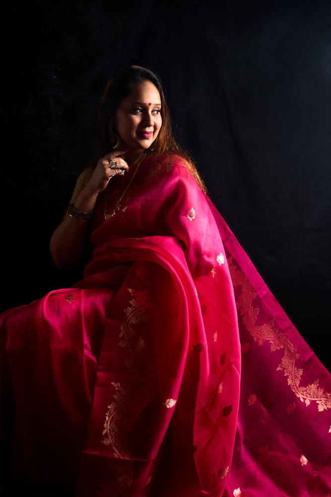 Pure Organza Banarasi Saree - Light Pink