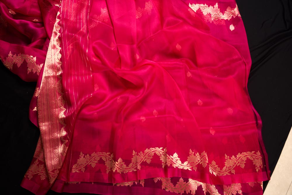 Pure Organza Banarasi Saree - Light Pink