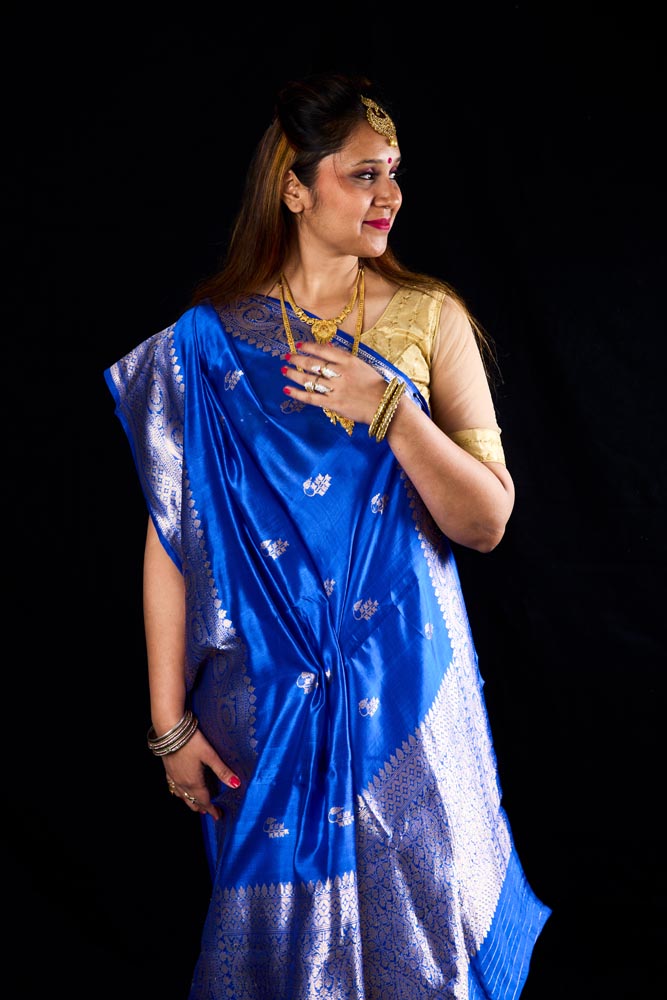 Pure Raw Silk Handloom Saree - Blue