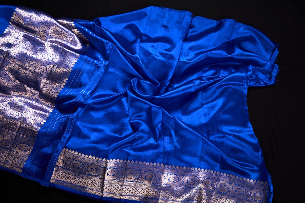 Pure Raw Silk Handloom Saree - Blue