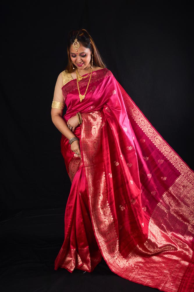Pure Raw Silk Handloom Saree - Pink