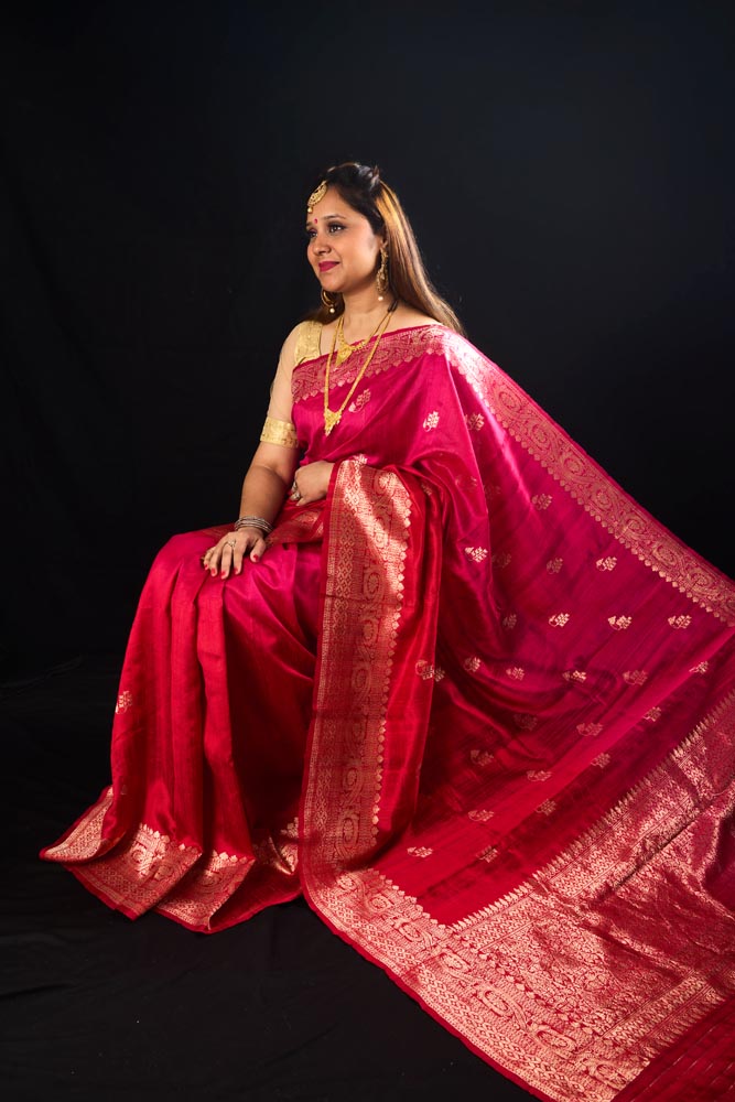 Pure Raw Silk Handloom Saree - Pink
