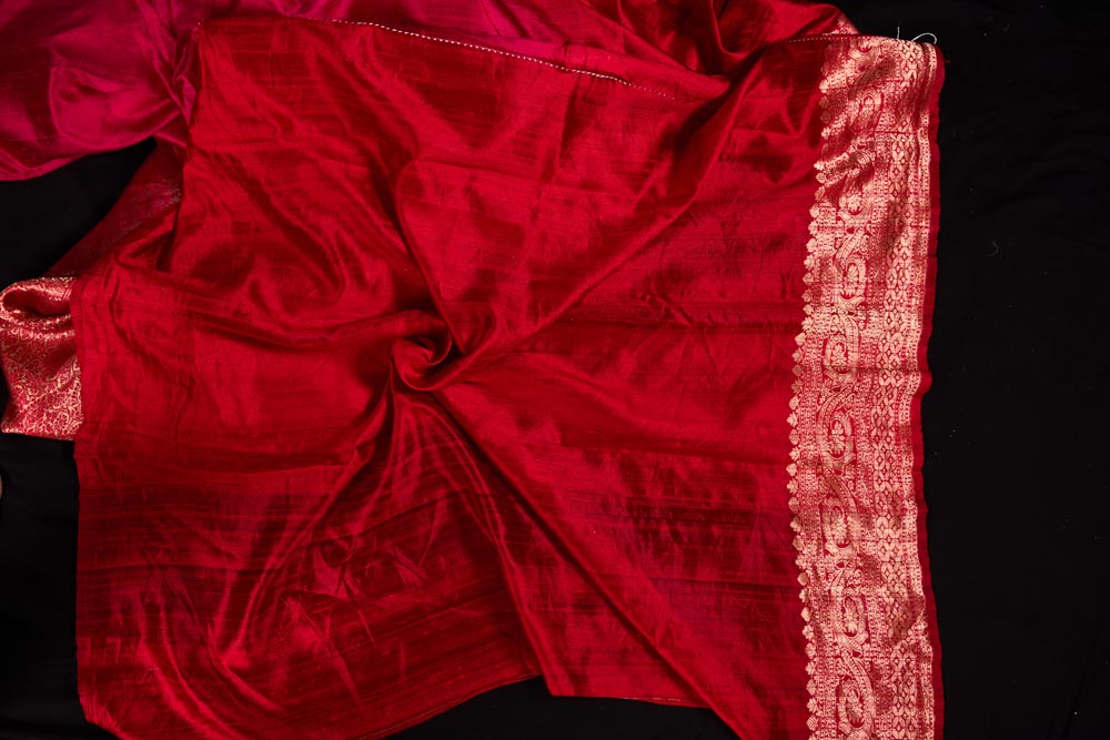 Pure Raw Silk Handloom Saree - Pink