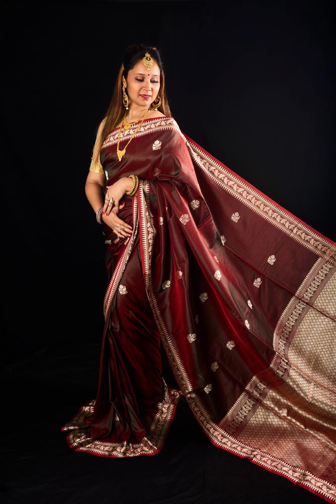 Pure Bangalore Silk Saree -Brown
