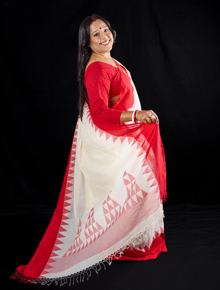 Premium Quality Khadi Cotton Saree - Red