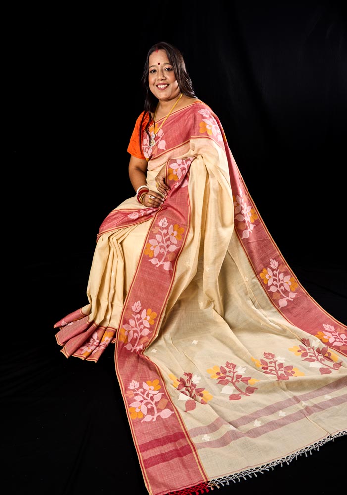 Premium Quality Khadi Cotton Saree - Offwhite