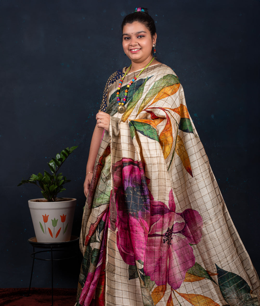 pure tussar silk saree