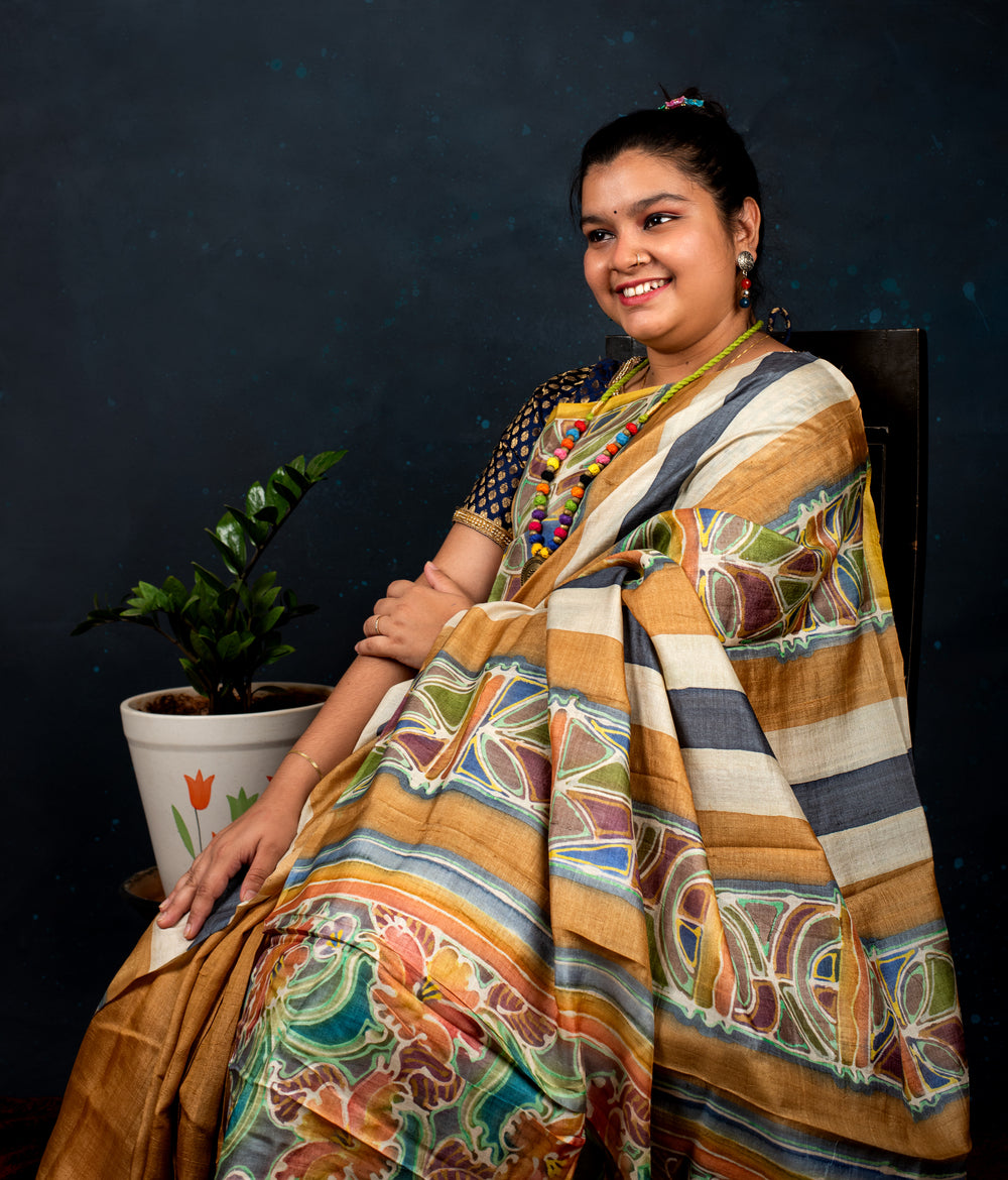 pure tussar silk saree